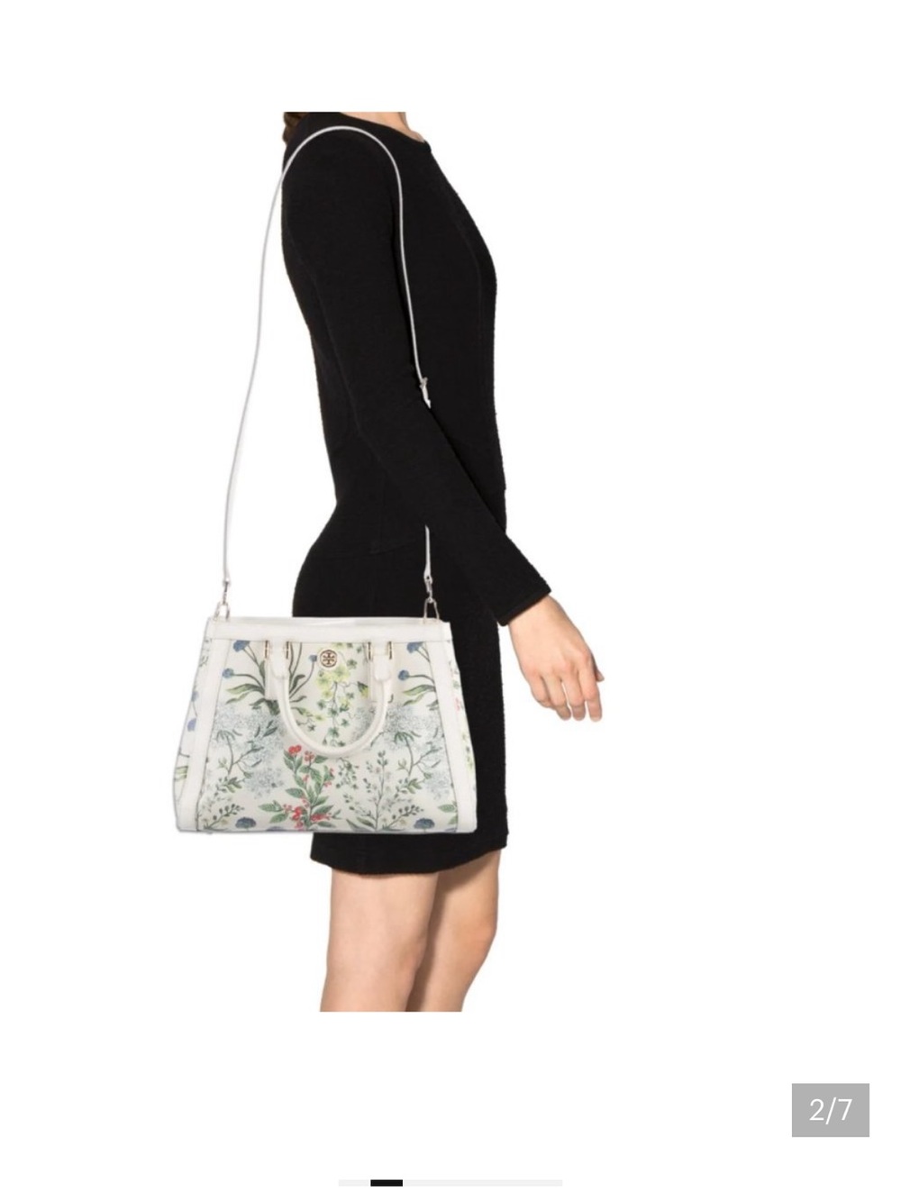 Tory Burch White Floral Print Satchel